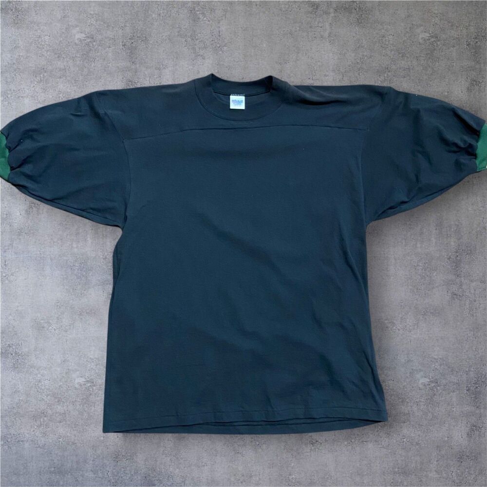 Eagle USA Vintage 90s Ringer Football BLANK T-Shirt Black Green Men's Size XL